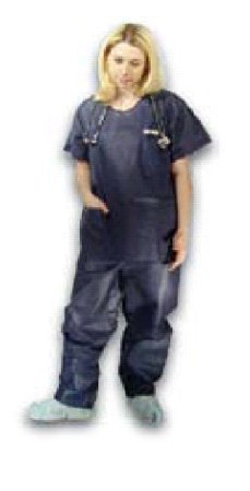 Shirt Scrub 2X-Large Dark Blue 2 Pockets Short Sleeve Unisex Disposable (10/BG 5BG/CS) by Dukal Corporation  ID 375XXL